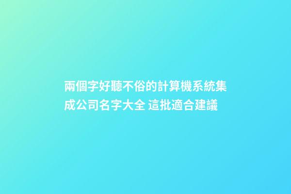 兩個字好聽不俗的計算機系統集成公司名字大全 這批適合建議